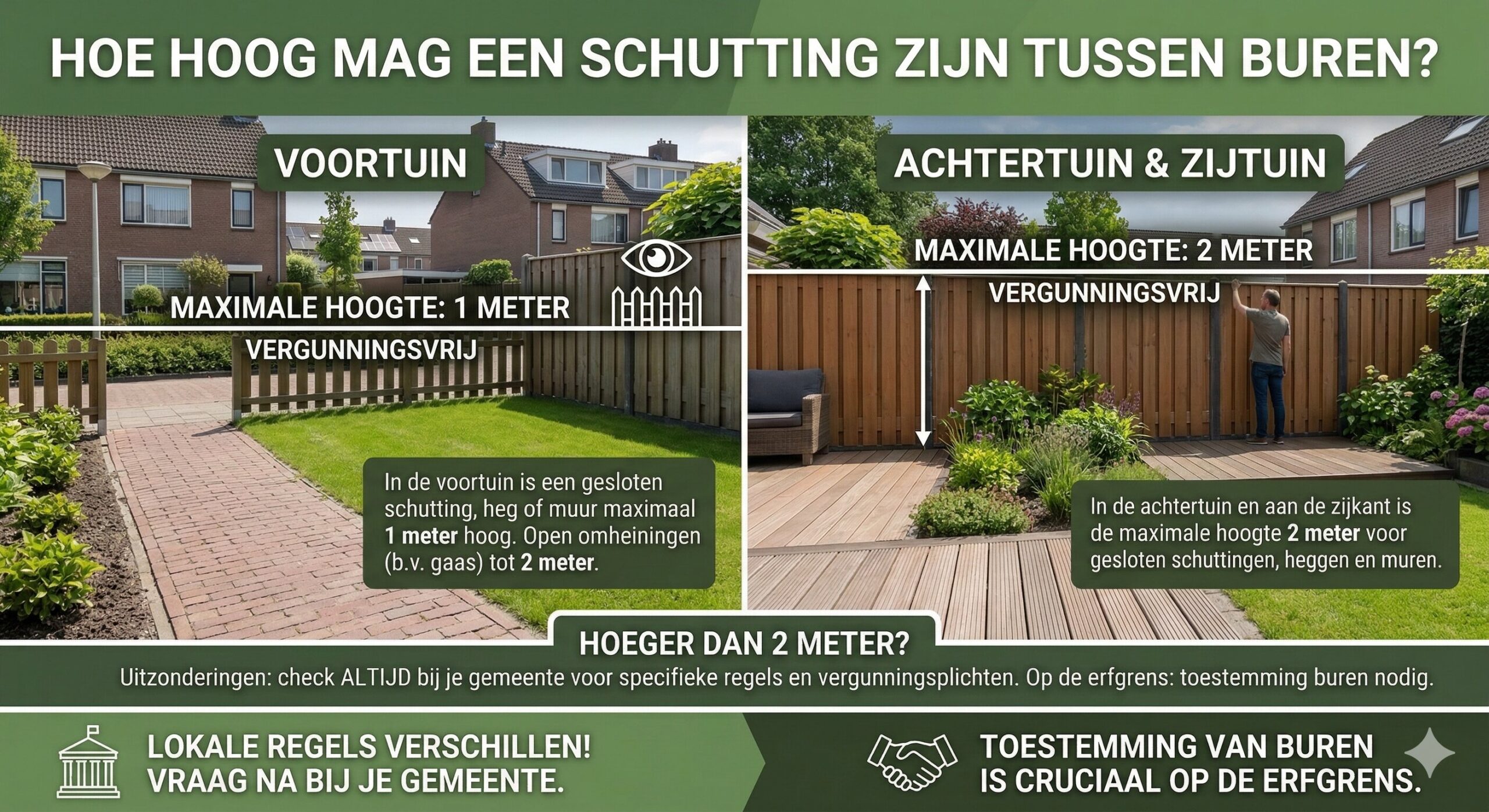 Hoe hoog mag een schutting zijn tussen buren?