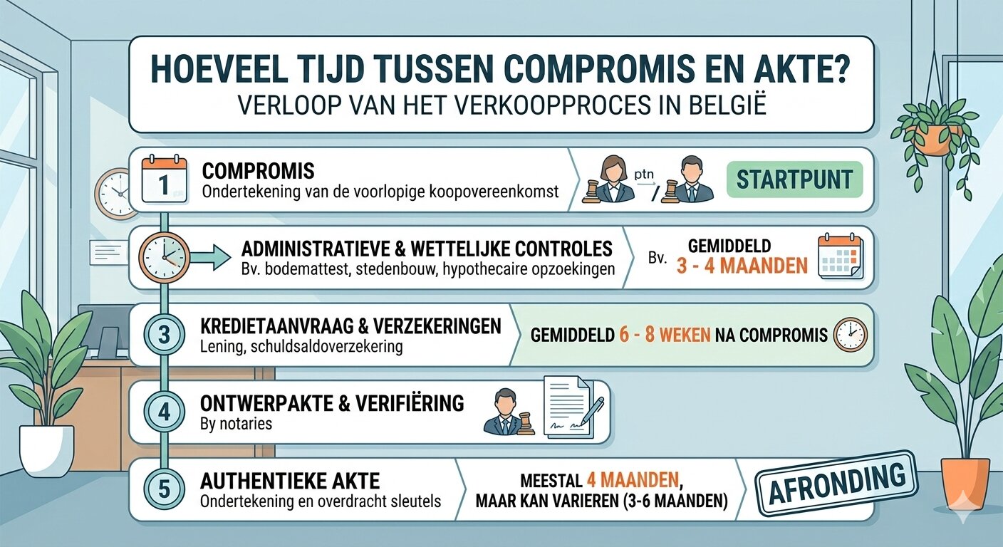 Hoeveel tijd tussen compromis en akte in België?